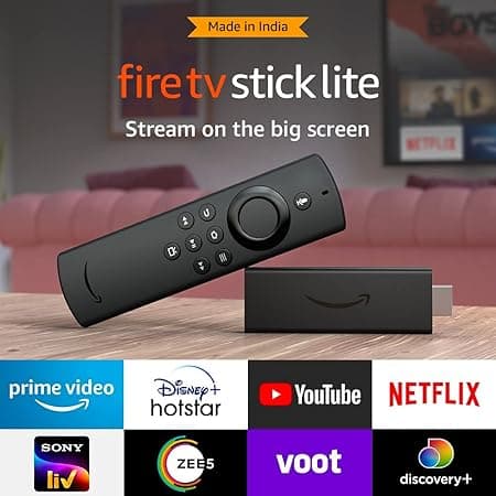 Certified Refurbished Fire TV Stick Lite with Alexa Voice Remote Lite | Stream HD Quality Video | No power and volume buttons